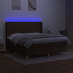 Barna szövet rugós és LED-es ágy matraccal 160x200 cm 3