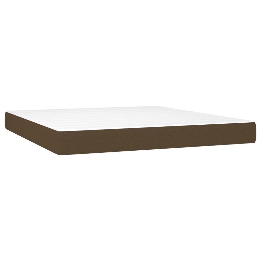 Barna szövet rugós és LED-es ágy matraccal 160x200 cm 6