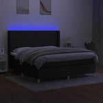 Fekete szövet rugós és LED-es ágy matraccal 180 x 200 cm 3