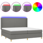 Sötétszürke szövet rugós és LED-es ágy matraccal 200x200 cm 2