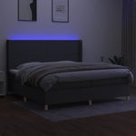 Sötétszürke szövet rugós és LED-es ágy matraccal 200x200 cm 3