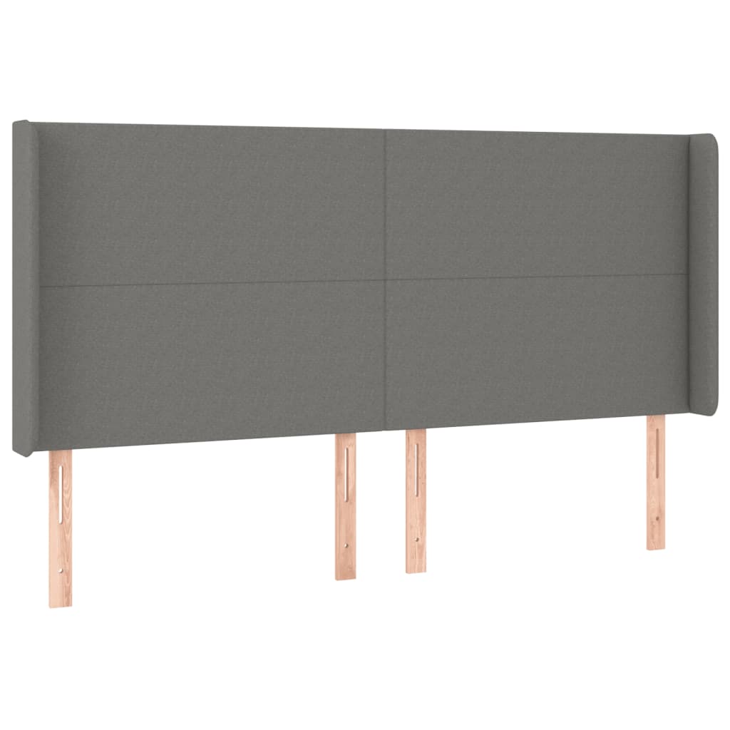 Sötétszürke szövet rugós és LED-es ágy matraccal 200x200 cm 7