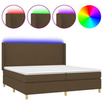 Barna szövet rugós és LED-es ágy matraccal 200x200 cm 2