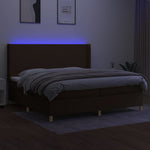 Barna szövet rugós és LED-es ágy matraccal 200x200 cm 3