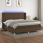 Barna szövet rugós és LED-es ágy matraccal 200x200 cm
