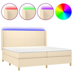 Krémszínű szövet rugós és LED-es ágy matraccal 200 x 200 cm 2