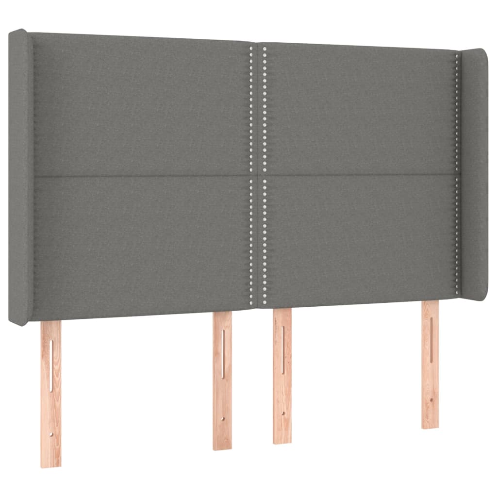 Sötétszürke szövet rugós és LED-es ágy matraccal 140x190 cm 7