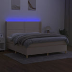 Krémszínű szövet rugós és LED-es ágy matraccal 160x200 cm 3
