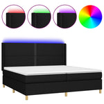 Fekete szövet rugós és LED-es ágy matraccal 200x200 cm 2