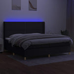 Fekete szövet rugós és LED-es ágy matraccal 200x200 cm 3