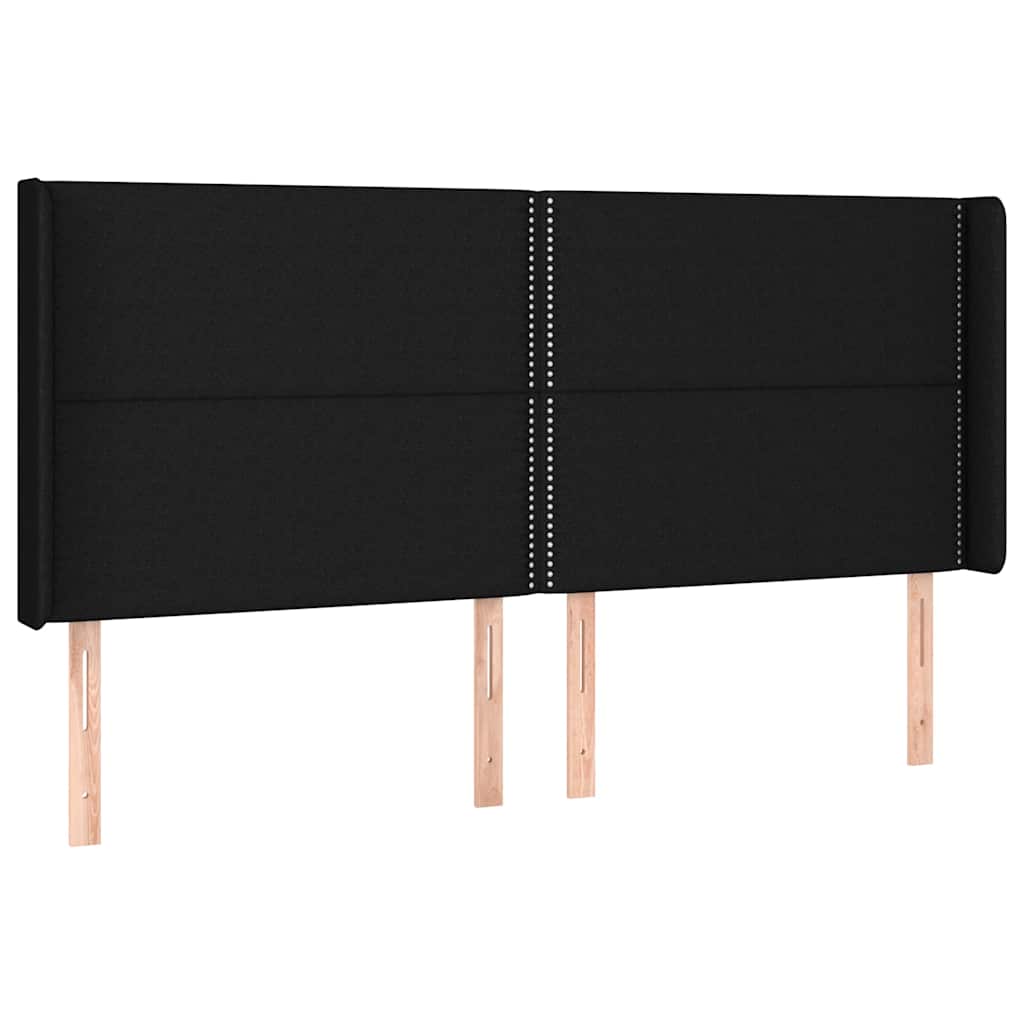 Fekete szövet rugós és LED-es ágy matraccal 200x200 cm 7