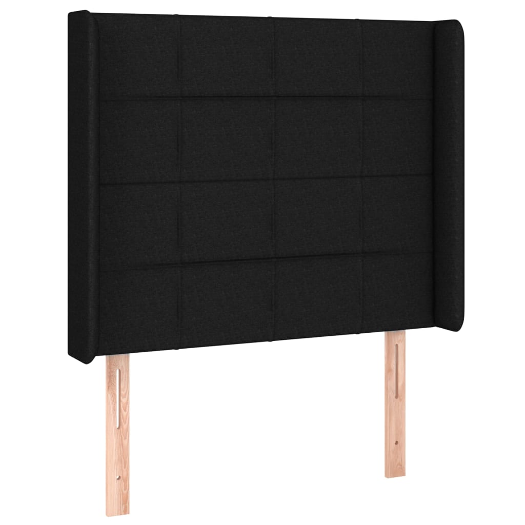 Fekete szövet rugós és LED-es ágy matraccal 80 x 200 cm 7