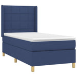 Kék szövet rugós és LED-es ágy matraccal 80 x 200 cm 4