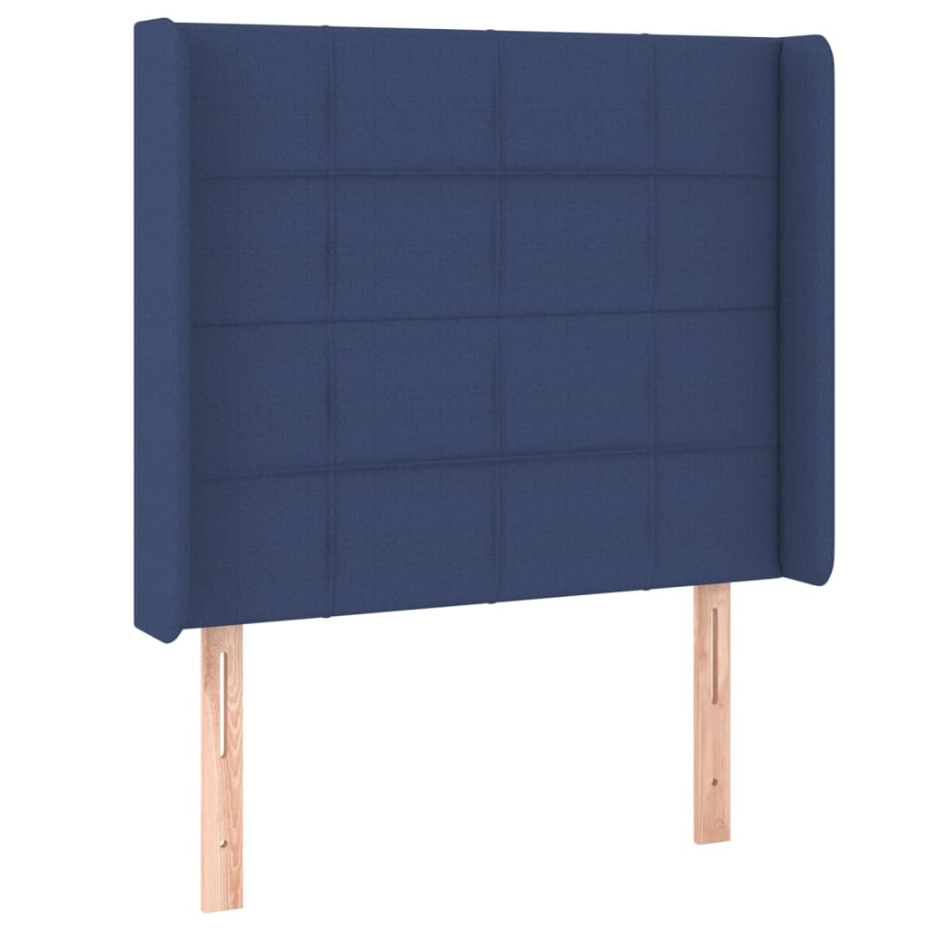 Kék szövet rugós és LED-es ágy matraccal 80 x 200 cm 7