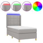 Világosszürke szövet rugós és LED-es ágy matraccal 90x190 cm 2
