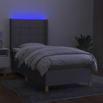 Világosszürke szövet rugós és LED-es ágy matraccal 90x190 cm 3