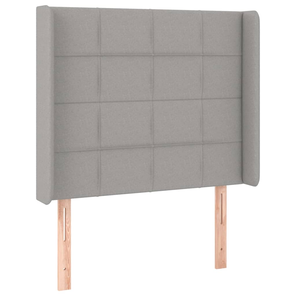 Világosszürke szövet rugós és LED-es ágy matraccal 90x190 cm 7
