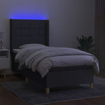 Sötétszürke szövet rugós és LED-es ágy matraccal 90x190 cm 3