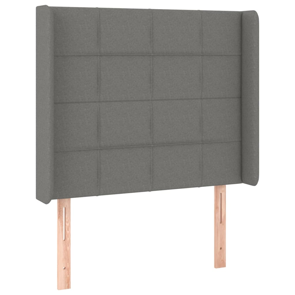Sötétszürke szövet rugós és LED-es ágy matraccal 90x190 cm 7