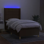 Barna szövet rugós és LED-es ágy matraccal 100x200 cm 3