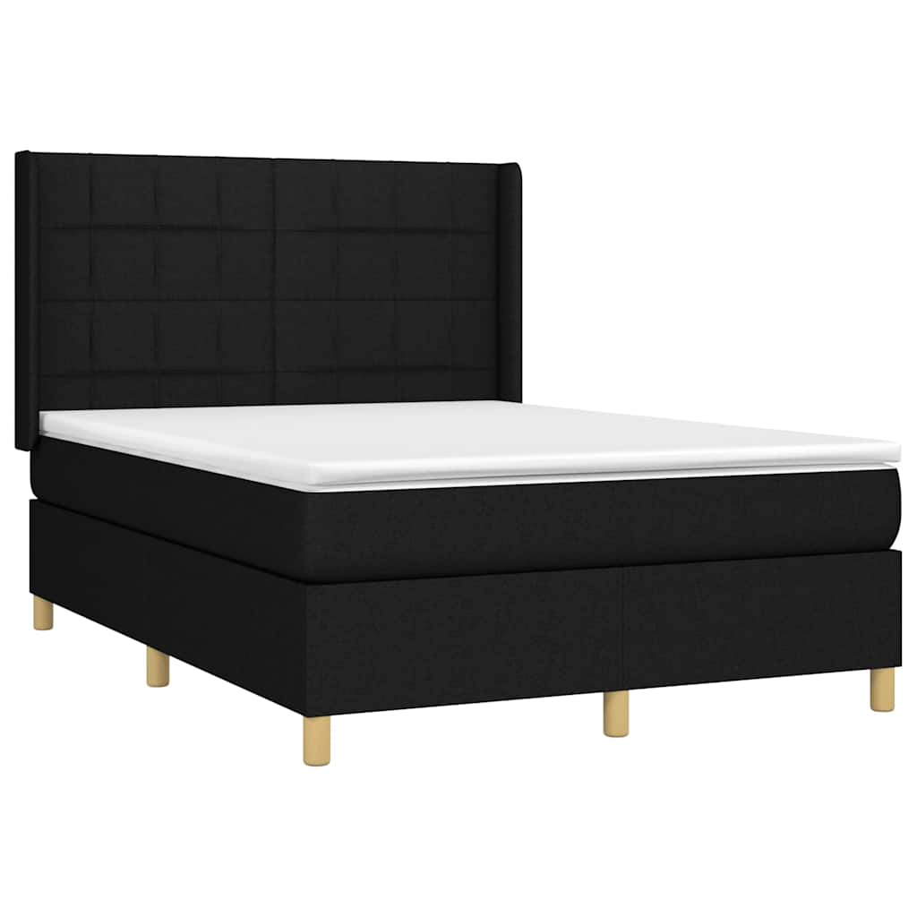Fekete szövet rugós és LED-es ágy matraccal 140x190 cm 4