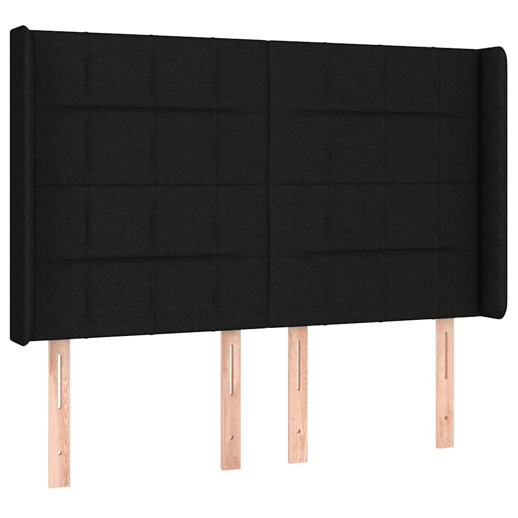 Fekete szövet rugós és LED-es ágy matraccal 140x190 cm 7