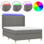 Sötétszürke szövet rugós és LED-es ágy matraccal 140x200 cm 2