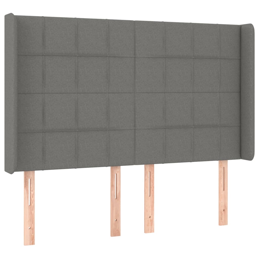 Sötétszürke szövet rugós és LED-es ágy matraccal 140x200 cm 7