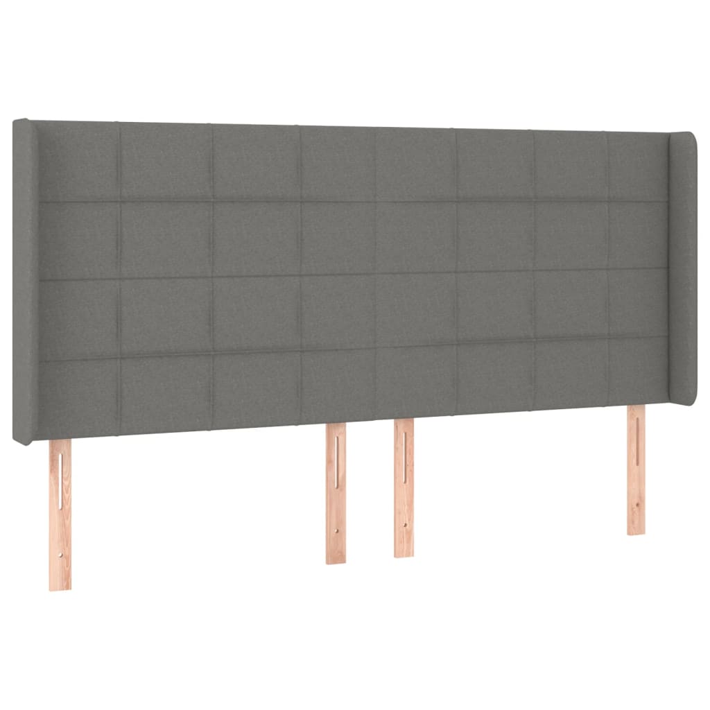 Sötétszürke szövet rugós és LED-es ágy matraccal 160x200 cm 7