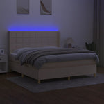 Krémszínű szövet rugós és LED-es ágy matraccal 160x200 cm 3