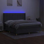Sötétszürke szövet rugós és LED-es ágy matraccal 180 x 200 cm 3