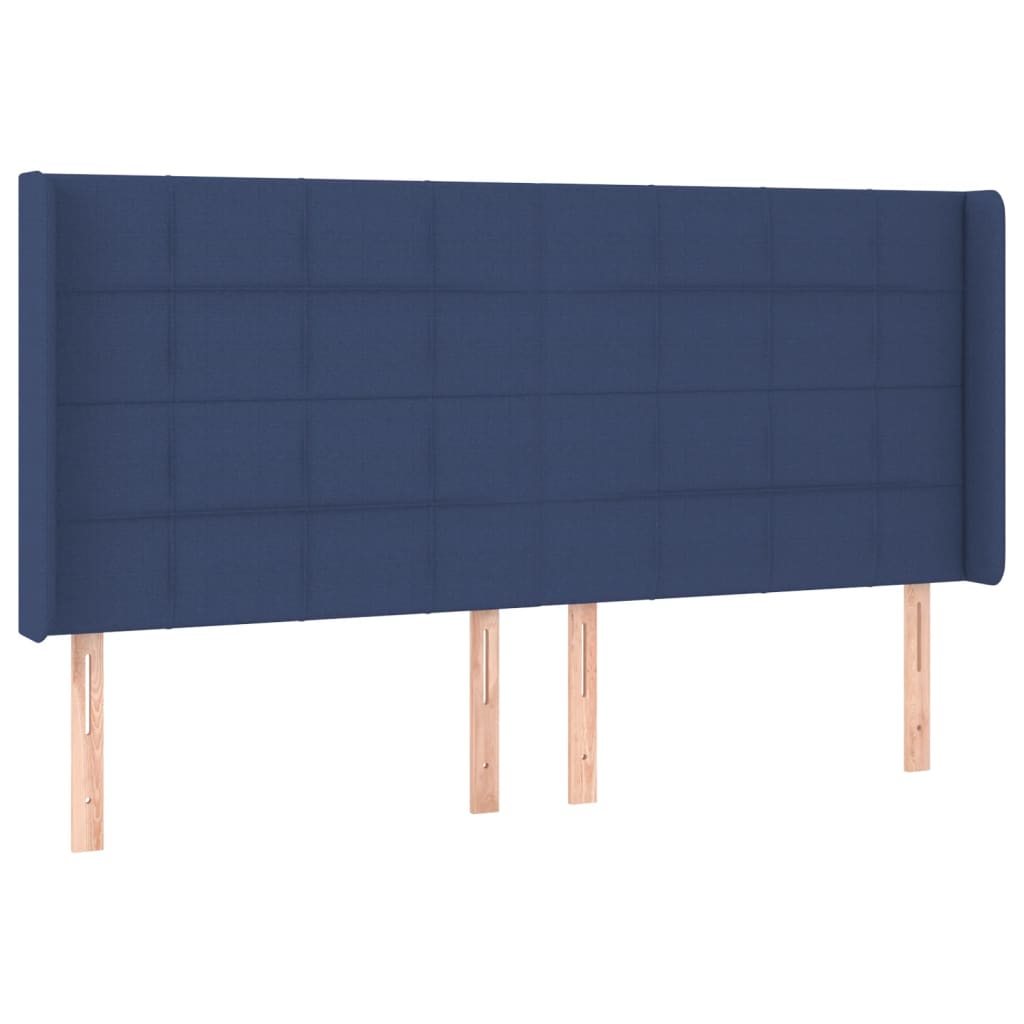 Kék szövet rugós és LED-es ágy matraccal 180 x 200 cm 7