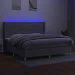 Világosszürke szövet rugós és LED-es ágy matraccal 200x200 cm 3