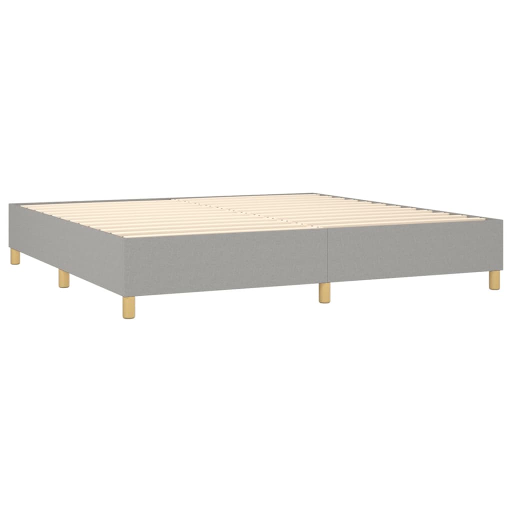 Világosszürke szövet rugós és LED-es ágy matraccal 200x200 cm 5