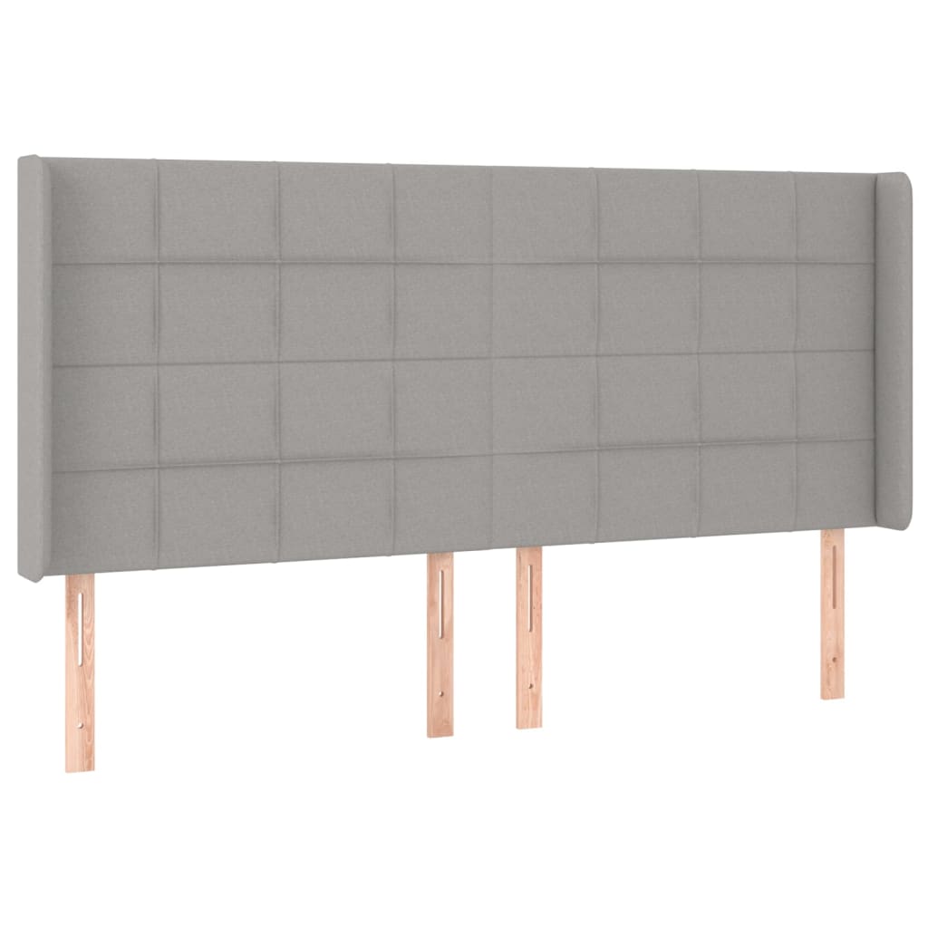Világosszürke szövet rugós és LED-es ágy matraccal 200x200 cm 7