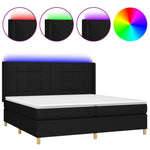 Fekete szövet rugós és LED-es ágy matraccal 200x200 cm 2