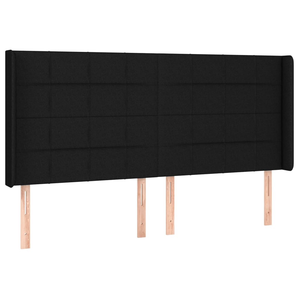 Fekete szövet rugós és LED-es ágy matraccal 200x200 cm 7