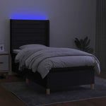 Fekete szövet rugós és LED-es ágy matraccal 80 x 200 cm 3