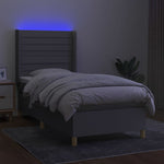 Világosszürke szövet rugós és LED-es ágy matraccal 90x190 cm 3