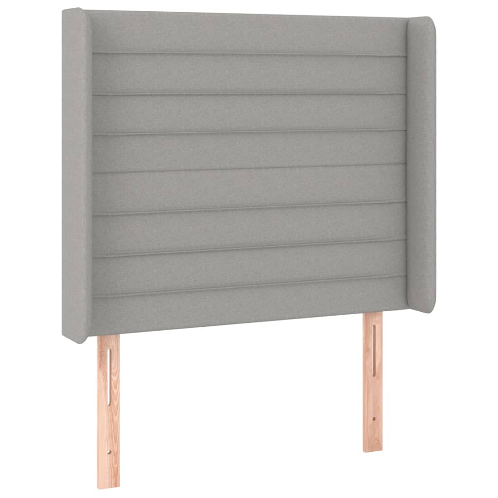 Világosszürke szövet rugós és LED-es ágy matraccal 90x190 cm 7
