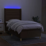 Barna szövet rugós és LED-es ágy matraccal 100x200 cm 3