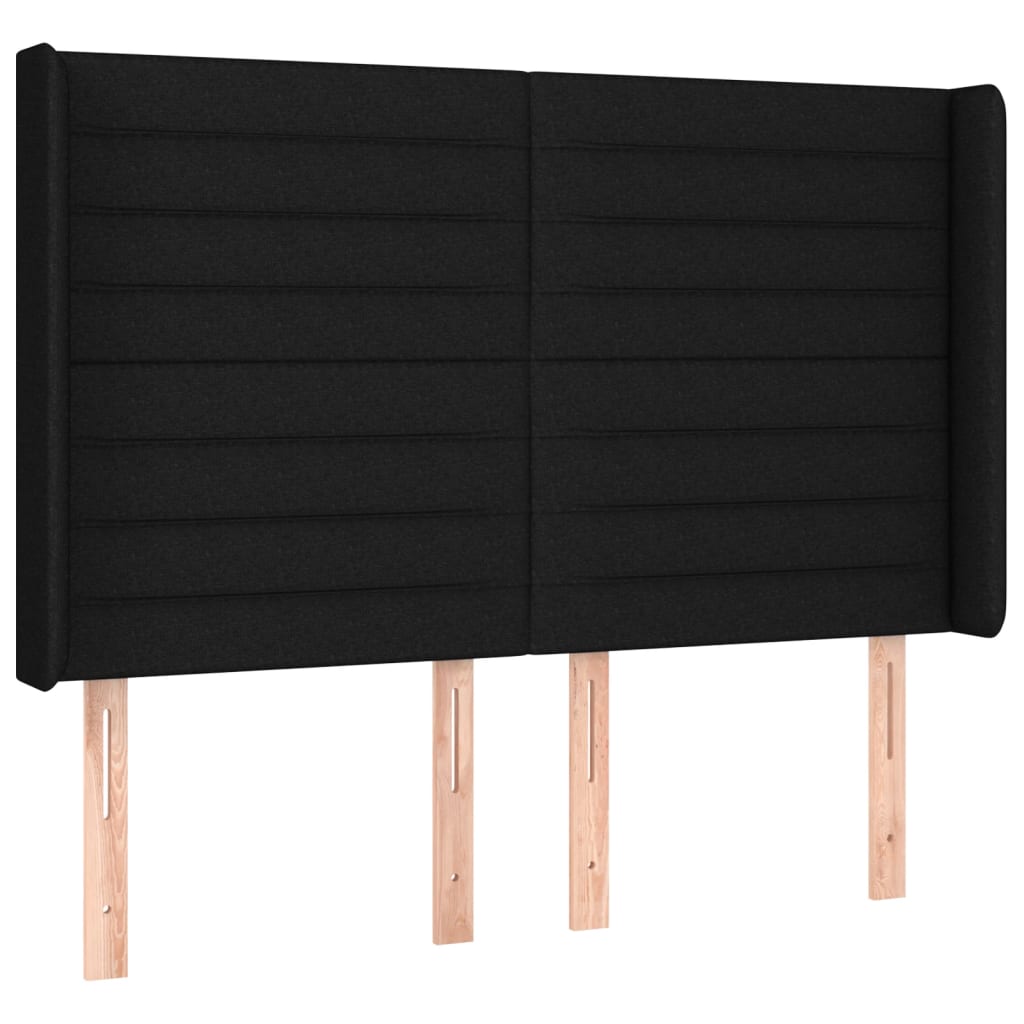 Fekete szövet rugós és LED-es ágy matraccal 140x190 cm 7