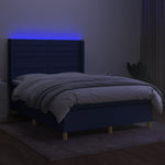 Kék szövet rugós és LED-es ágy matraccal 140x190 cm 3
