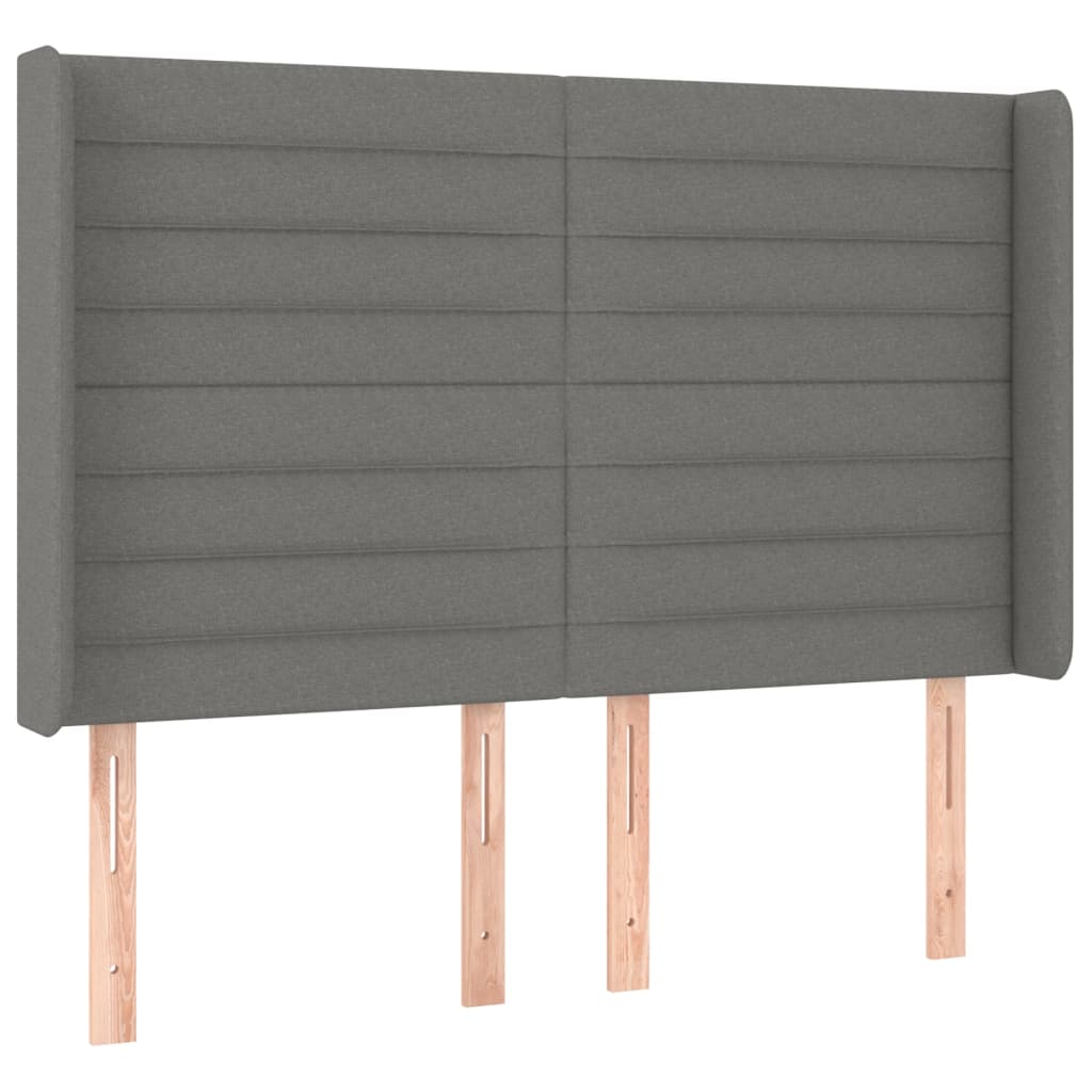 Sötétszürke szövet rugós és LED-es ágy matraccal 140x200 cm 7