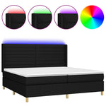 Fekete szövet rugós és LED-es ágy matraccal 200x200 cm 2