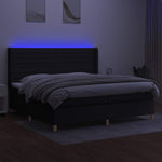 Fekete szövet rugós és LED-es ágy matraccal 200x200 cm 3