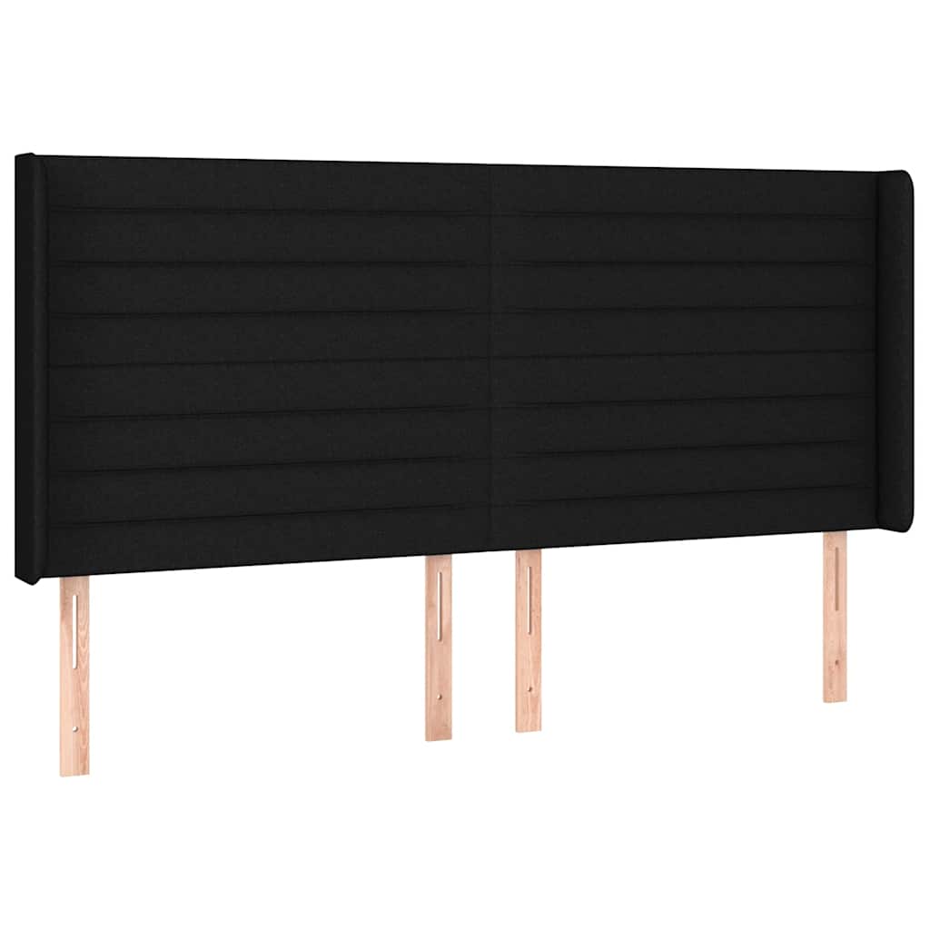 Fekete szövet rugós és LED-es ágy matraccal 200x200 cm 7