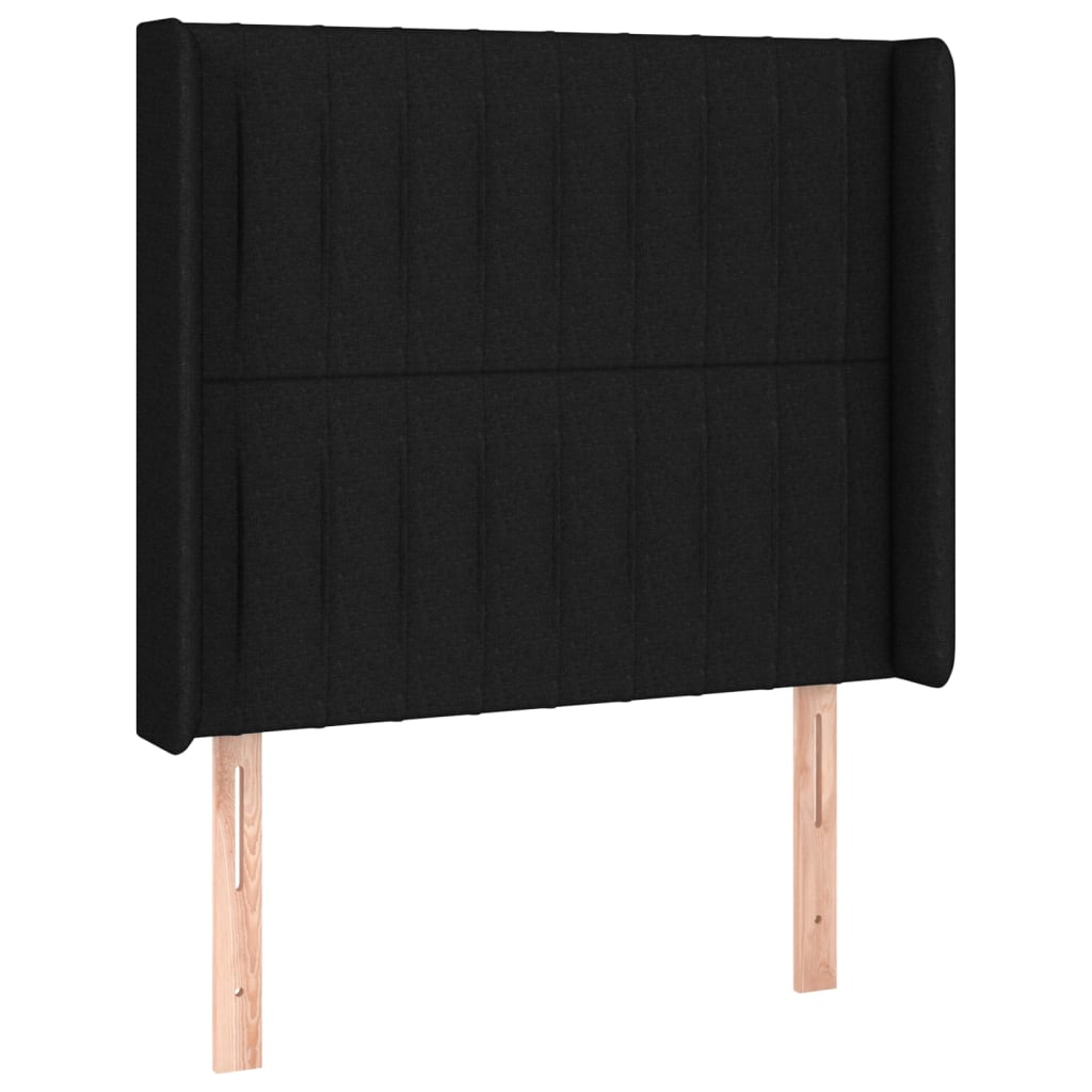 Fekete szövet rugós és LED-es ágy matraccal 80 x 200 cm 7