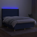 Kék szövet rugós és LED-es ágy matraccal 140x190 cm 3