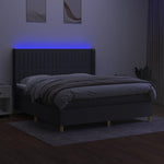 Sötétszürke szövet rugós és LED-es ágy matraccal 180 x 200 cm 3